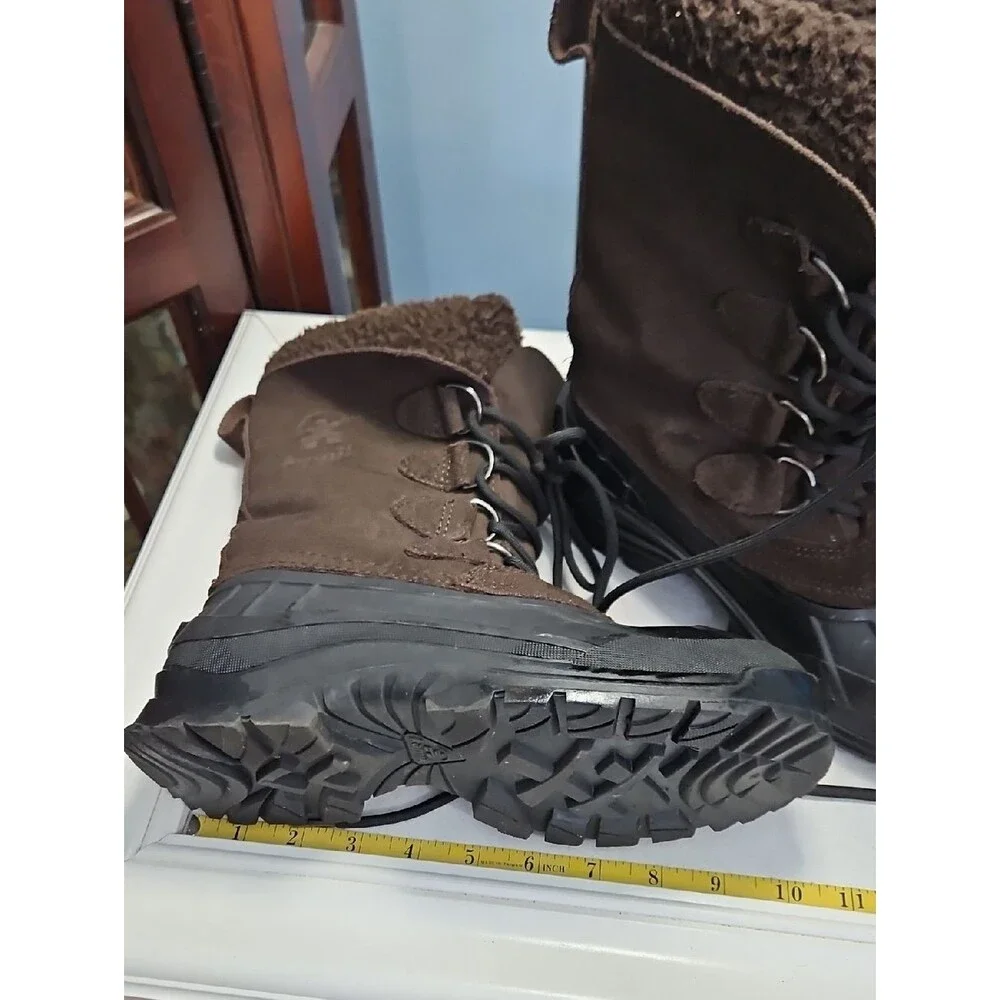 Kamik Conquest Brown Winter Snow Boots with Faux Fur Trim Men's Size 7